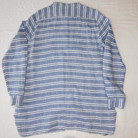 Garnet Hill Linen Long Sleeve Tunic | Blue & White Stripe | Sailor | EUC | Large - Picture 3 of 11